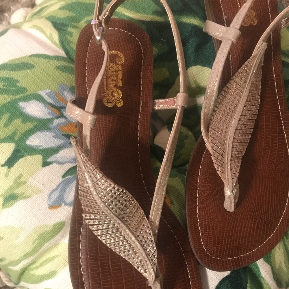Carlos Santana Gold Leaf Flat Sandal